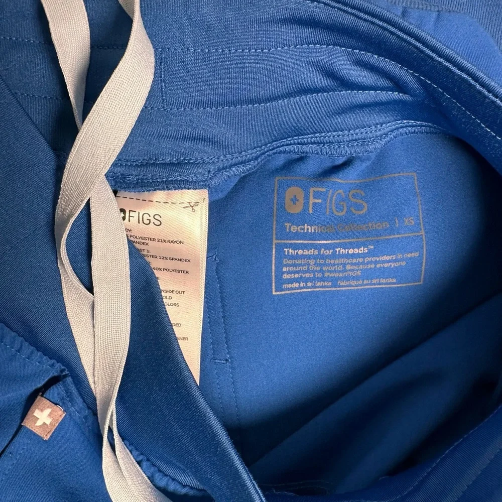 Figs Royal Blue Zamora Johger Scrub Pants with Gray Drawstring - Picture 4 of 4